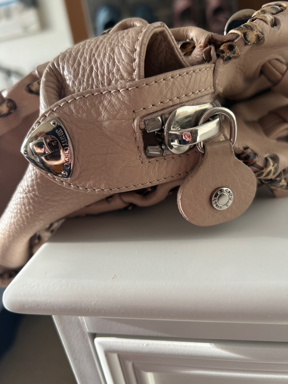 Jimmy Choo, yummy pebbled, and woven  leather  bag and dust bag - Picture 14 of 15
